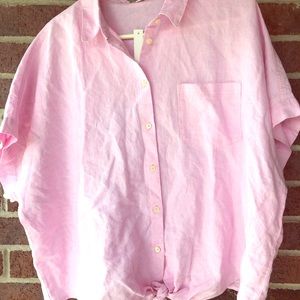 Madewell Short Sleeve Tie Front Button Down